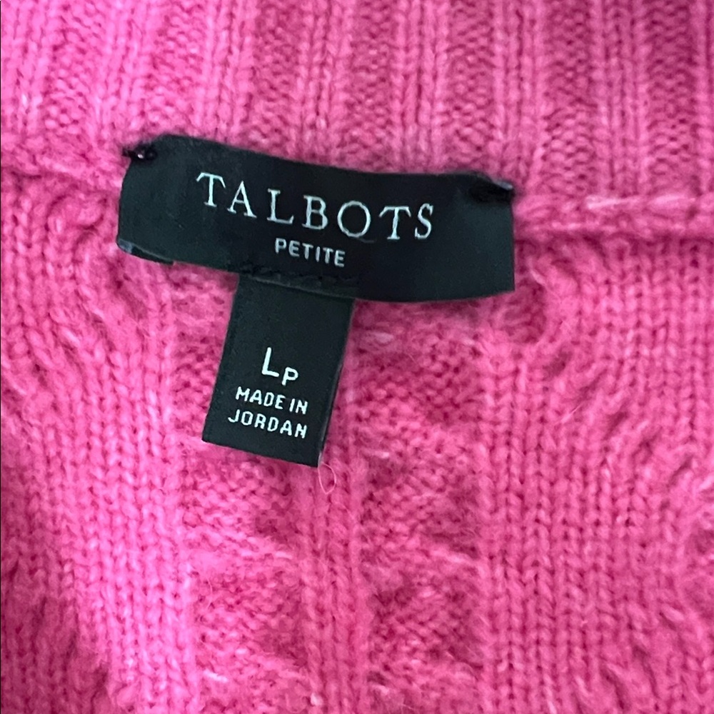 Talbots Fuchsia Cable Knit Cardigan - Picture 2 of 3